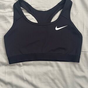 Nike Women's Black Sports Bra with White Swoosh